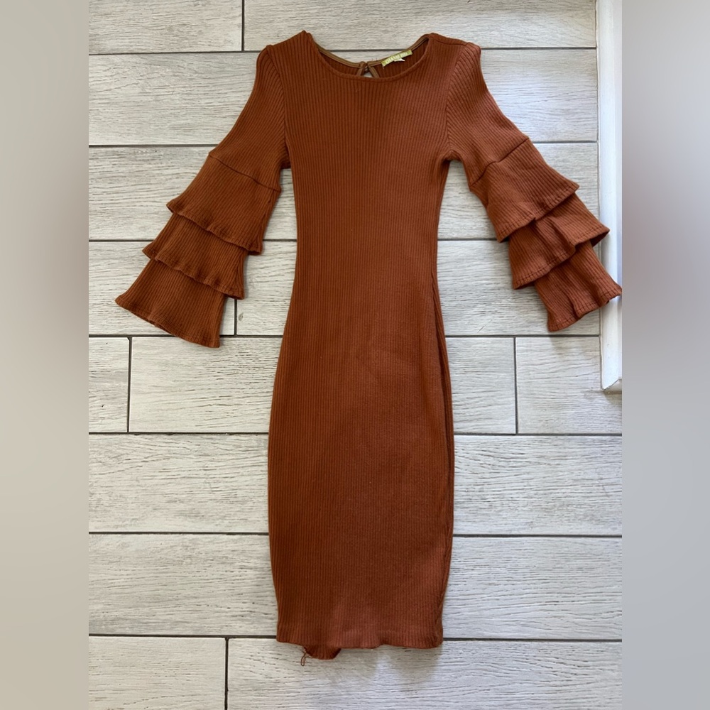 Bell sleeve sweater dress